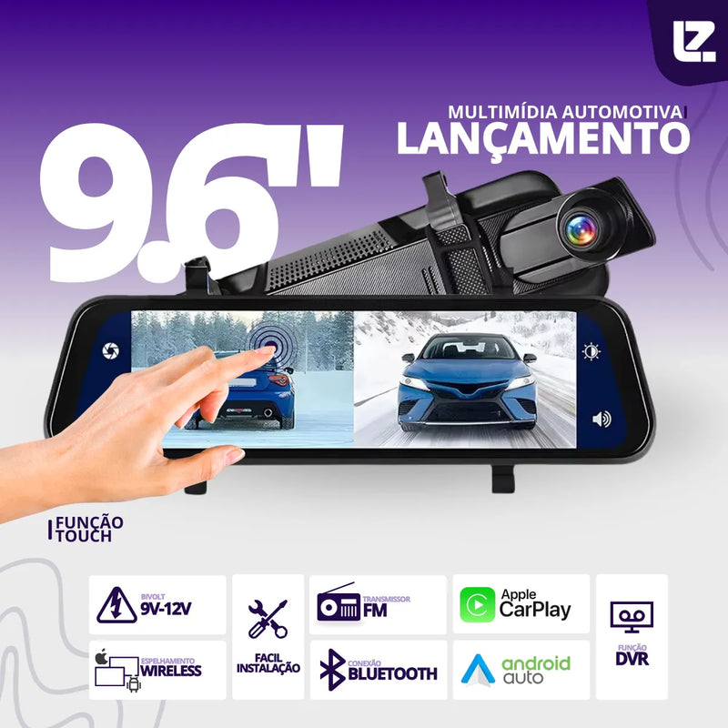 Espelho Retrovisor C/tela + Câmera Ré E Frontal